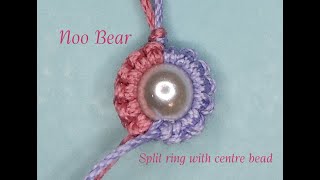 Shuttle Tatting Split ring with centre bead [upl. by Alemap]