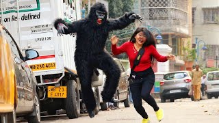 Gorilla Prank on Girls Part1😱😱 PrankBuzz [upl. by Kenaz]