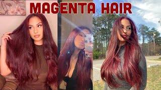 FIRST TIME DYEING MY HAIR MAGENTA RED [upl. by Leerzej]