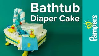 Bathtub Diaper Cake Instructions  Pampers DIY Diaper Cake Ideas [upl. by Nevile512]