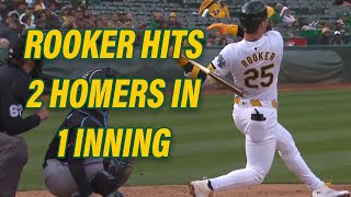 Brent Rooker hits 2 home runs in 1 inning vs Marlins  5424  Oakland As highlights [upl. by Ethelin]