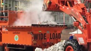 DSNY NEW YORK CITY DEPARTMENT OF SANITATION USING FRONT LOADERS amp SNOW MELTING MACHINE AFTER JONAS [upl. by Algar]