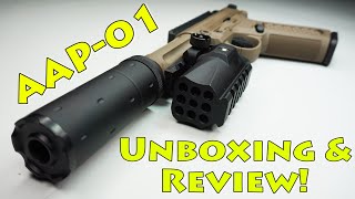 Unboxing And Review Of The Action Army AAP01 Airsoft Gas Pistol ft HG138 Mini Launcher [upl. by Burack835]