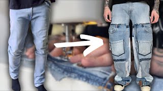 Upcycling Skinny Jeans Into Distressed Patchwork Denim  Easy DIY Sewing [upl. by Tyra950]