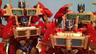 TRANSFORMERS PRIME OPTIMUS PRIMES COMPARISON TOY REVIEW [upl. by Enyawd]