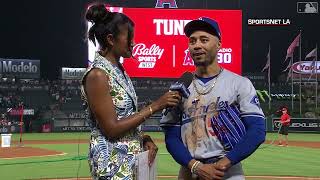 Mookie Betts postgame interview on 3run homer Dodgers win 🎤 [upl. by Becker190]