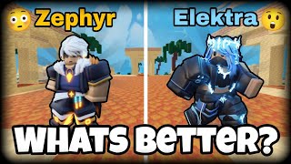 Whats a better teir 50 kit Zephyr or Elektra🤔 Roblox Bedwars [upl. by Loseff453]