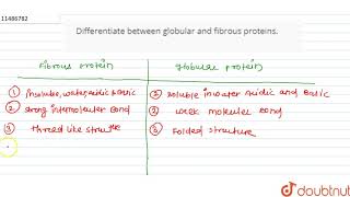 Differentiate between globular and fibrous proteins [upl. by Yelhak]