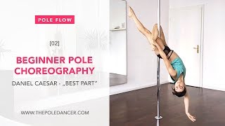 Pole Dance Choreography  Beginner Flow Tutorial incl Leg Circles Sunwheel Cross Knee Release [upl. by Nylirehc]