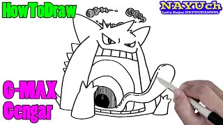 How to draw Pokemon  Gigantamax Gengar  easy drawing step by step [upl. by Amerd503]