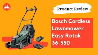 Review Bosch Cordless Lawnmower Universal Rotak 36550 [upl. by Whitebook]