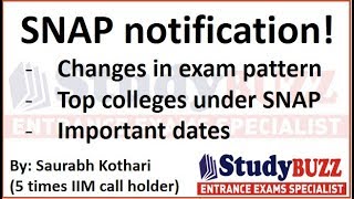 SNAP notification out  Major changes in exam  Top Colleges Important Dates [upl. by Barnabe]