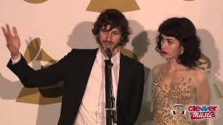 Gotye amp Kimbra Interview 2013 Grammy Awards Backstage [upl. by Nohtahoj]