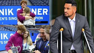 Nick Kyrgios grew jealous to see quotchampion kissquot of Jannik Sinner and Anna Kalinskaya [upl. by Kciv]