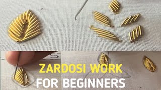 Zardosi leaf  Aari embroidery leaf stitching tutorial for beginners ❤️👌 [upl. by Uolymme]