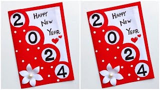 Happy New year card 2024  New year greeting card handmade  DIY New year card 2024 [upl. by Epperson]