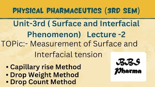 Measurement of Surface amp Interfacial Tension Capillary rise method UNIT3rd L2  PP3rd Semester [upl. by Mahsih]