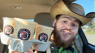 7 Brew Coffee Creme Brulee Breve Pumpkin Roll Breve and Egg Nog Latte Review [upl. by Eixela]