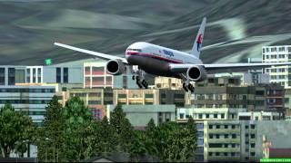 FSX Posky B777 landing Kai Tak Malaysia Airlines [upl. by Arac]