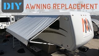 How Easy is it to Replace RV Awning Fabric  Replacing AampE Awning amp Slide Topper with Tough Top [upl. by Anayk29]