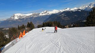 Skiing BLUE slope CLEMENTINES WITH FALL at MEGEVE ski resort  GoPro HD POV  Feb 2024 [upl. by Noni]