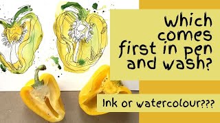 Which comes first in pen and wash Ink or watercolour [upl. by Nairda239]