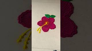 Jaswandi Flower in Rangoli  Satisfying to watch  Simple and Easy Rangoli satisfying yt shorts [upl. by Echo498]