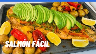 Salmón Fácil y Rico  Salmon al Horno con vegetales  El Che Chiquito [upl. by Yemrots985]