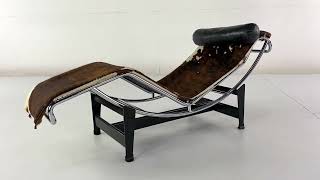 Le Corbusier Mid Century LC4 Cowhide Chaise Lounge Chair [upl. by Okeim]