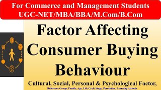 Factors affecting Consumer buying behaviour Factors influencing buying behaviour marketing social [upl. by Lait]