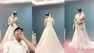 FINALLYI WORE A WEDDING DRESS ft Fiance Reaction [upl. by Devora]