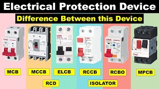 Difference between MCB MCCB ELCB RCCB RCBO RCD And MPCB  why we use this device [upl. by Omar]