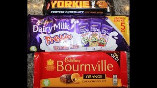 Nestle Yorkie Pro Protein amp Cadbury Dairy Milk Freddo Variety Pack amp Bournville Orange Review [upl. by Staffard]