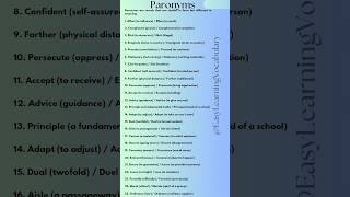 ParonymsLearn English EasyLearningVocabulary [upl. by Martainn]