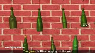 Ten Green Bottles Hanging on the Wall  3D Animation Nursery Rhyme for children [upl. by Bedelia]