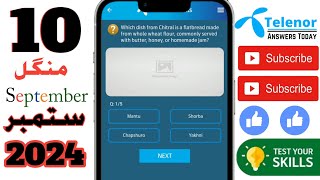 10 september 2024 telenor quiz  telenor daily questions  telenor skill test [upl. by Culbertson]