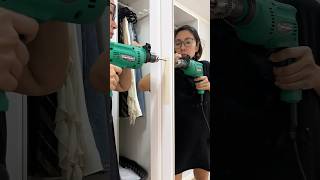 Putting Handles on IKEA Closet Door Tutorial  diy womenempowerment girlswithtools [upl. by Ahcire]