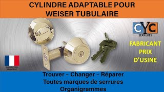 serrure à clé WEISER TUBULAIRE réparation mode demploi par un cylindre adaptable CYC sécurisé [upl. by Balf]