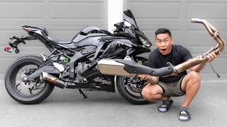 KAWASAKI NINJA ZX4RR FULL TITANIUM EXHAUST INSTALL [upl. by Lyndsay]