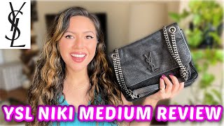 YSL NIKI MEDIUM REVIEW What fits mod shots Saint Laurent Medium Niki Shoulder Tote Bag [upl. by Ebony]