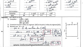 Devoir N 2 1er Semestre 1AC Maths 1er année collège les nombres relatifs les puissances Géométrie [upl. by Barrus]