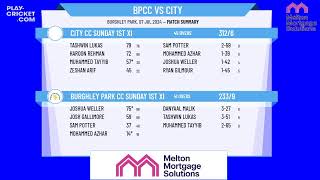 Burghley Park CC Sunday 1st XI v City CC Sunday 1st XI [upl. by Eidorb]