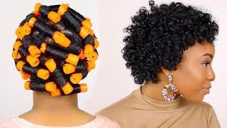 HOW TO  Perm Rod Set on Short Natural Hair Tutorial amp Night Time Hair Routine [upl. by Notniuq]