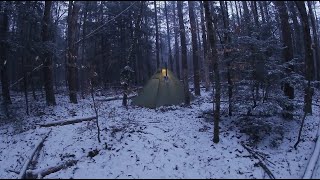 Hot Tent Overnight in the Adirondacks  Christmas Edition [upl. by Samuelson]