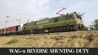 WAG9 REVERSE TRAIN SHUNTING DUTY  14114 DEHRADUN  SUBEDARGANJ EXPRESS TRAIN SHUNTING [upl. by Adnuahs]