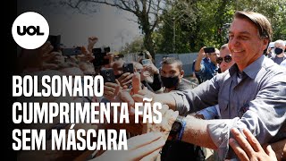 Sem máscara Bolsonaro cumprimenta apoiadores em Eldorado [upl. by Eldrida89]