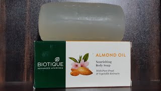 Biotique bio almond oil nourishing body soap review  best bath soap for dry skin for winters [upl. by Aibonez623]