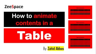 How to animate contents of a table TableAnimation powerpoint slides zeespace zahidabbas [upl. by Nedgo939]