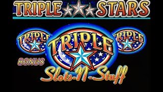 Triple Stars High Limit Slot Play With Bonus Rounds [upl. by Ahsienad]