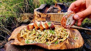 For Pasta FANS ONLY Chicken alfredo ASMRcooking4K Relaxing sounds Nature [upl. by Markland]